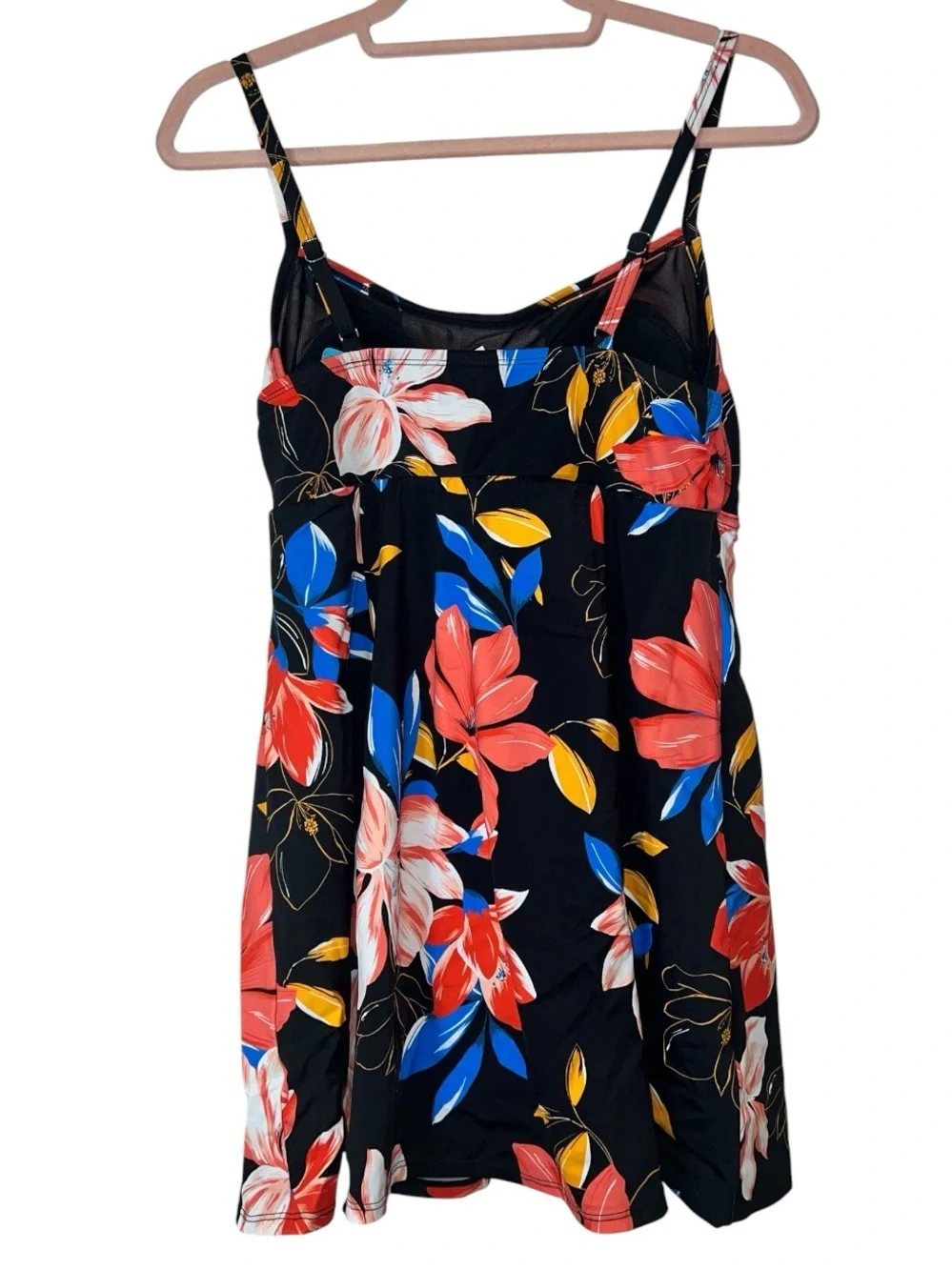 Swim Solutions Floral Print Empire Swim Dress Tummy Control Swimdress 14 NWT